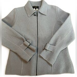 INVISIBLE WORLD Gray Wool Jacket Medium Zip Up Boutique Woman’s Warm Work Casual